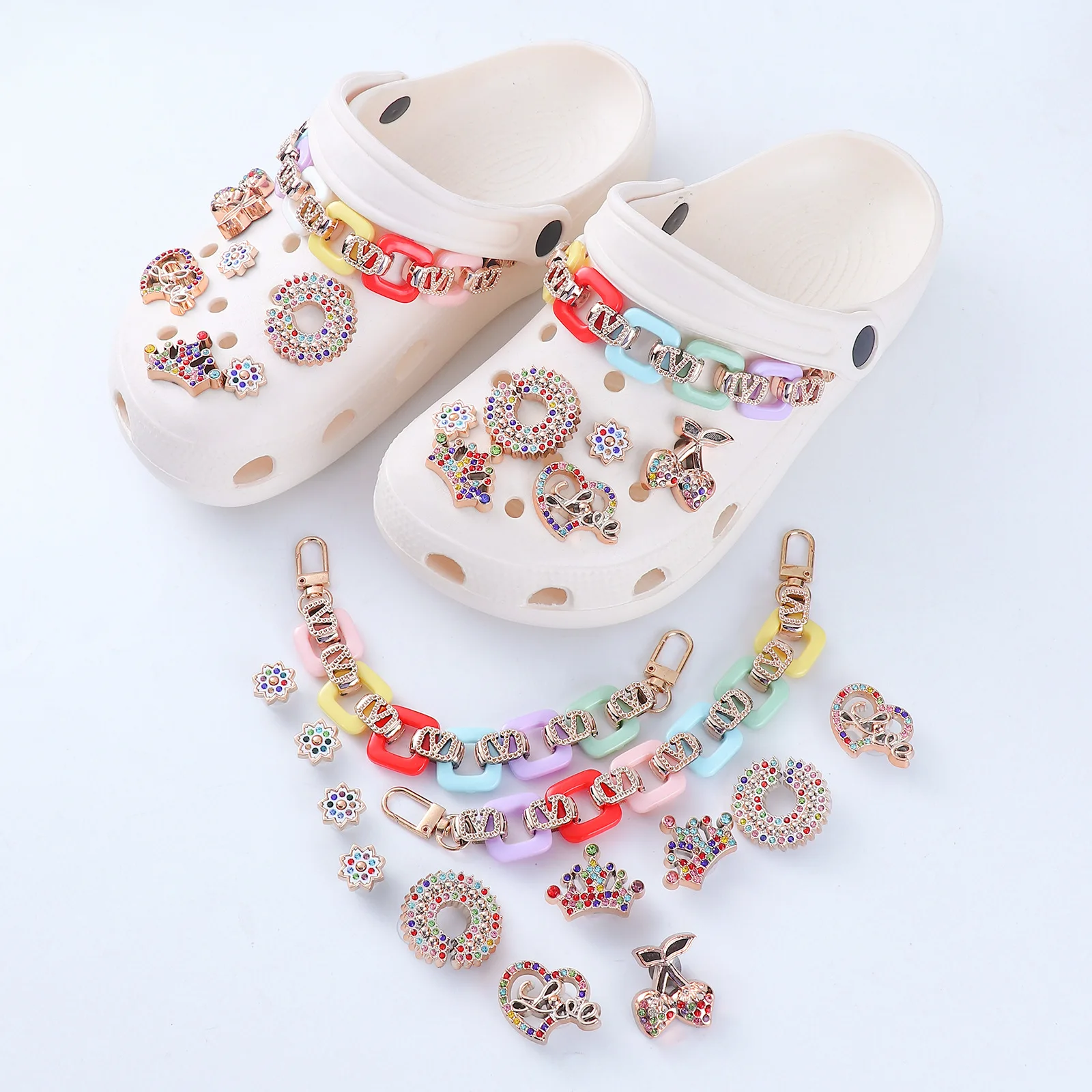 Wholesale Bling Colorful Rainbow Chain Summer Designer Cute