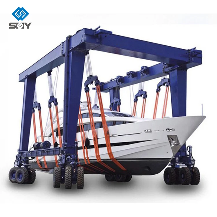 Mobile Boat Hoist Yacht Handling Machine 75tons 200 Tons Boat Lifting Gantry Crane for Sale