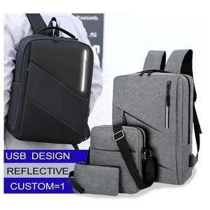 Backpack Set 3 Pcs/set Male Shoulder Bag Teenagers Man Student Book Bag