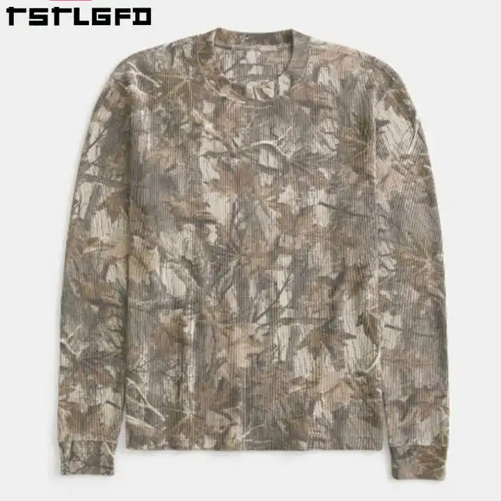 Custom Real Tree Print Hunting Clothing Hiking Camping Short Sleeves t Shirts Graphic Long-sleeve Camoflouge Waffle Crew T-shirt