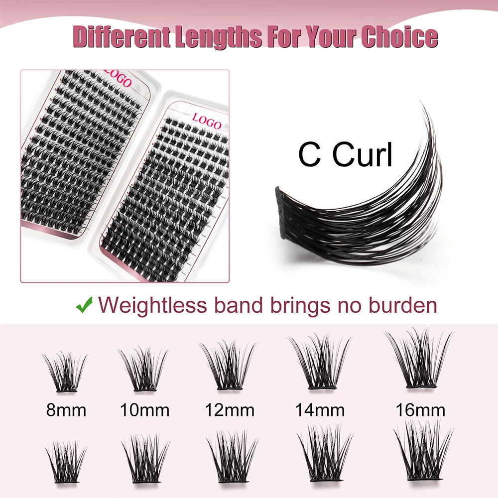 Bulk Cluster Lashes Fluffy Private Label Natural D Curl Cluster Lash ...