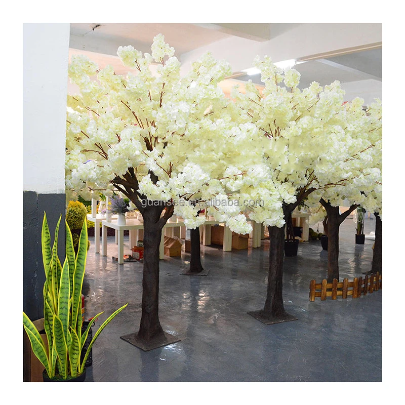 Modern Artificial Tree White Faux Sakura Tree Artificial Cherry Blossom