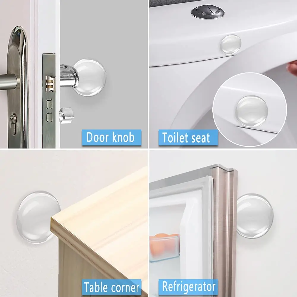 6-Pack Silicone Door Stopper Wall Protectors - Self Adhesive Knob Guards For Doors & Furniture