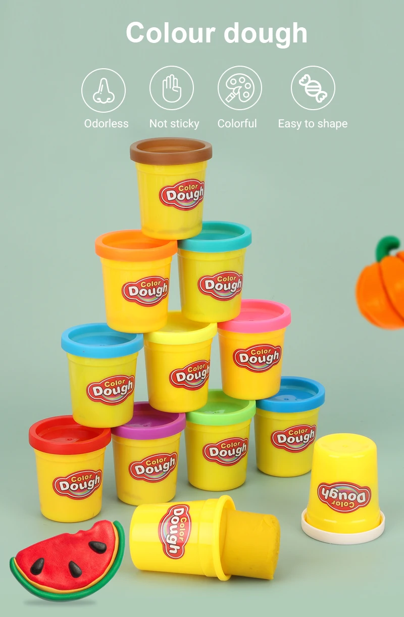 Zhorya Cheap Educational Playdough Polymer Clay Set 12 Colors Kids Plasticine Modeling Bulk Play