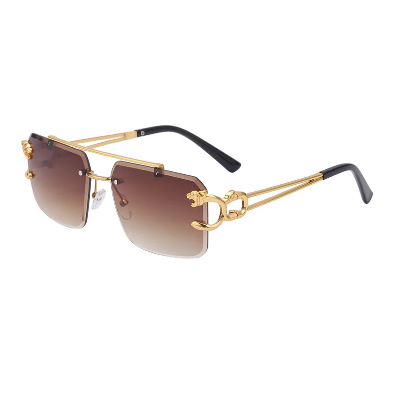 Rimless Sunglasses Square Fashion Shades Tinted Lens Metal Frameless Rectangle Y2K Glasses UV400