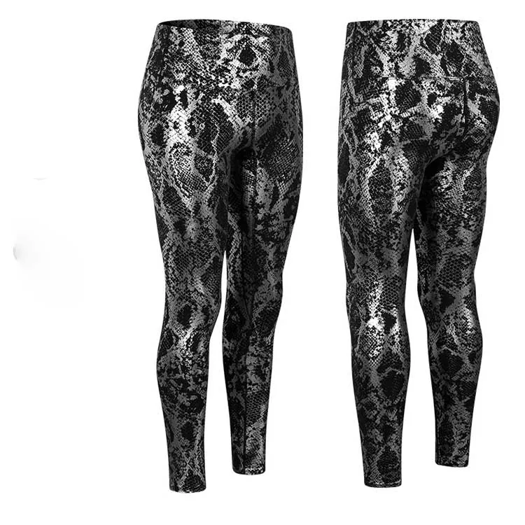 Gilded Workout Yoga Pants High Waist Sanke Printed Sport Pants Sets