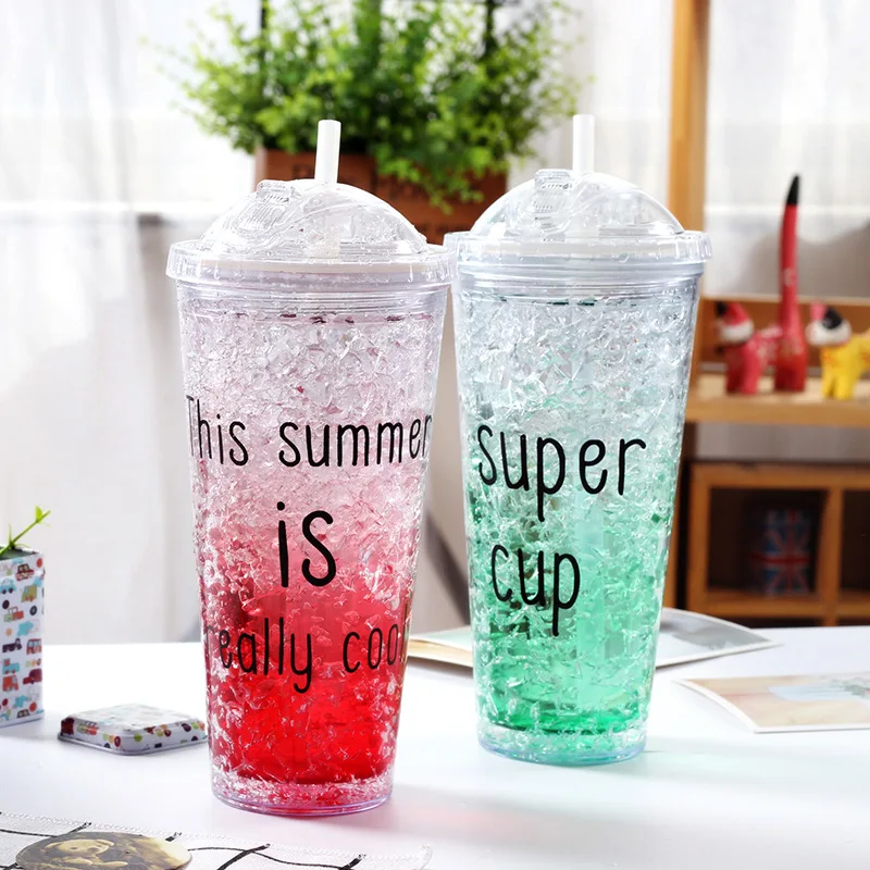 Summer Hot Sale Beach Freezing Gel Ice Cream Cup Reusable Custom Logo  Double Wall Plastic Tumbler with Lid and Straw - China Plastic Cup and  Double Wall Plastic Cup price