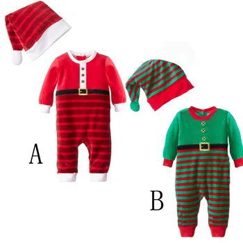 European and American style Christmas autumn and winter baby onesie long-sleeved hat two-piece factory wholesale