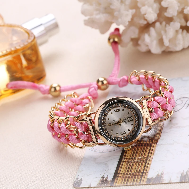 2022 New Design Creative Multi Color Bracelet Watch Ladies Braided Rope Strap Casual Quartz Wristwatch Reloj Muje for Women Gift