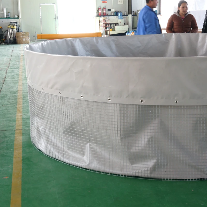 China Manufacture White Color 50000 Liters  Fish Tank  Pvc Tarpaulin  Steel  Mesh Fish Farming Tank for Outdoor