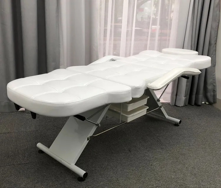 High Quality Modern Metal Frame Adjustable Beauty Salon Cosmetic Bed Massage Table Tattoo Chair PVC PU Leather High-Density Foam
