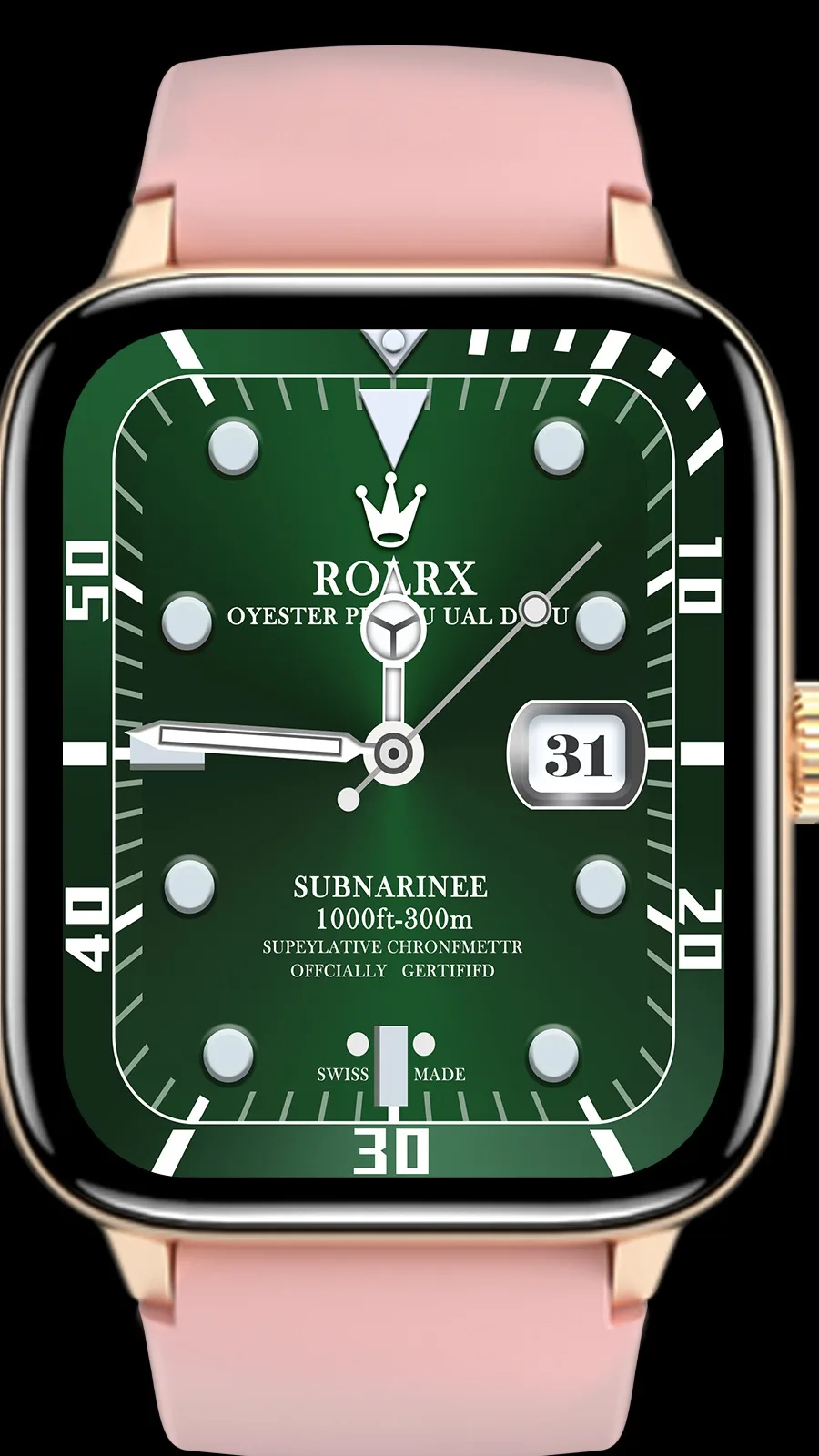 Green Rolex Watch Face Clockology Rolex Submariner TW2 Smart Watch