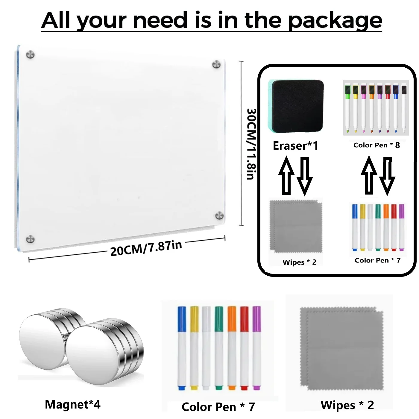 Best-Selling Magnetic Planner Memo Fridge Sticker Simple Strong Magnetic Transparent Acrylic UV Printed Calendar Whiteboard Dry