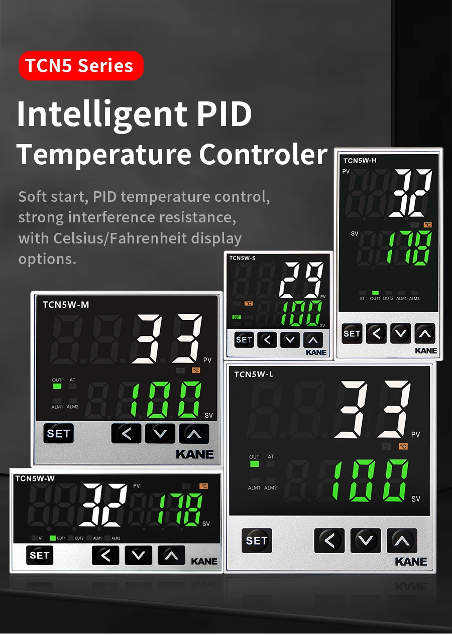 TCN5W-S 48*48mm 220V 24Vdc LED Display Digital Pid Intelligent Temperature Controller with Output Relay and SSR 4-20mA 0-10Vdc