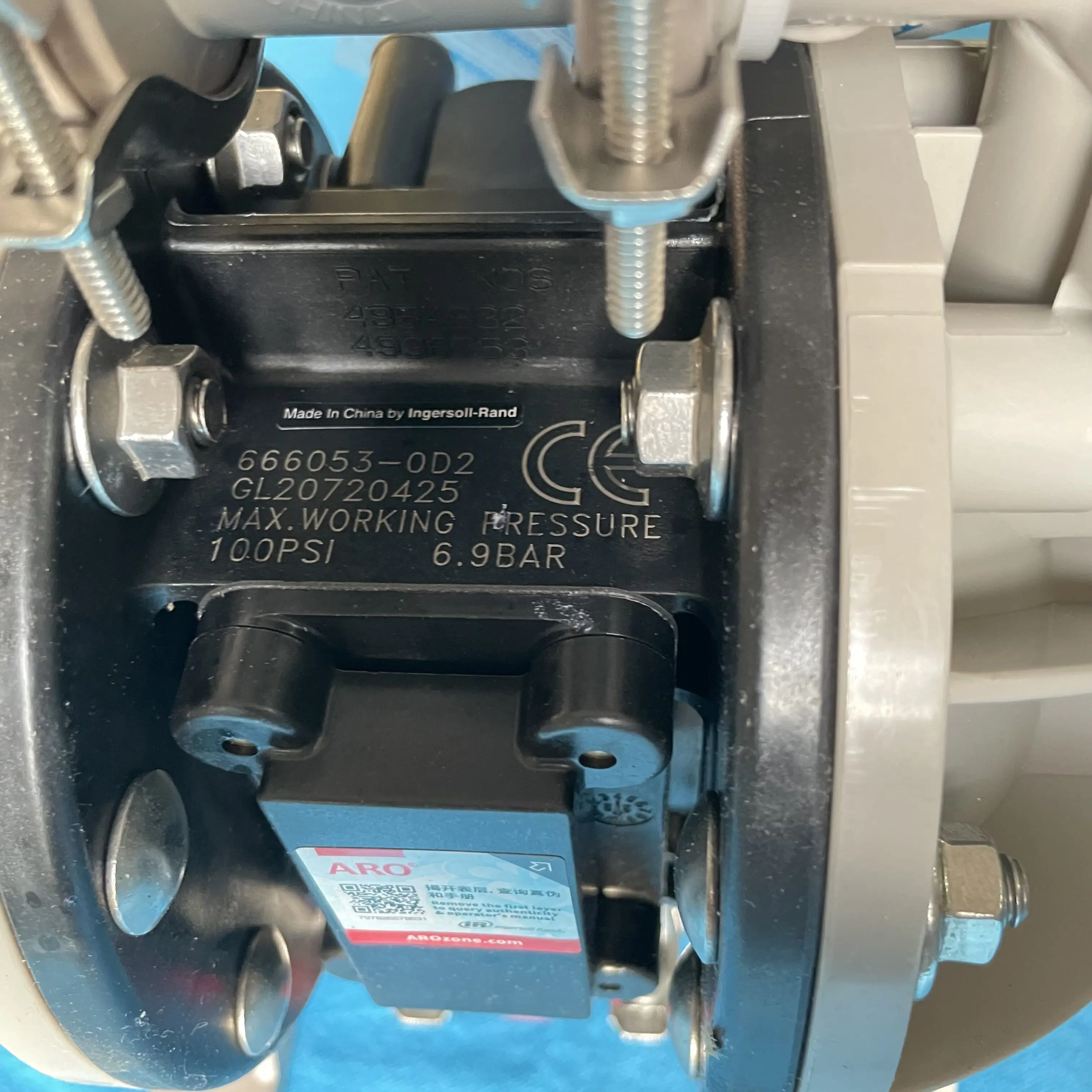 ARO Pneumatic Diaphragm Pump 666053-0D2 0.5 inch with PTFE diaphragm and Nitrile ball and  Polypropylene Shell details