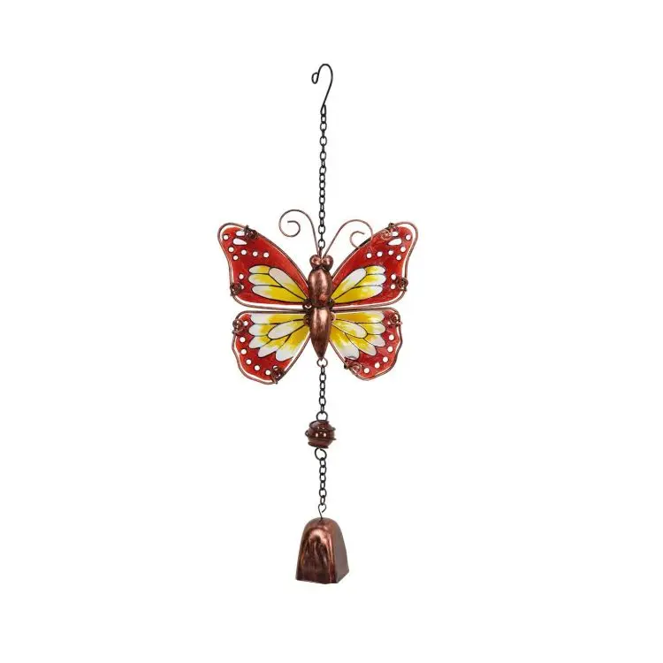 Lovely Iron Glass Butterfly Wind Chime with Jingle Bell Hanging Japanese Glass Bell Butterfly  Wind Chimes For Spring