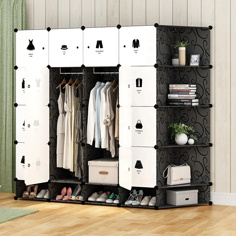 12 Doors Cheap Plastic Wardrobe Portable Adjustable