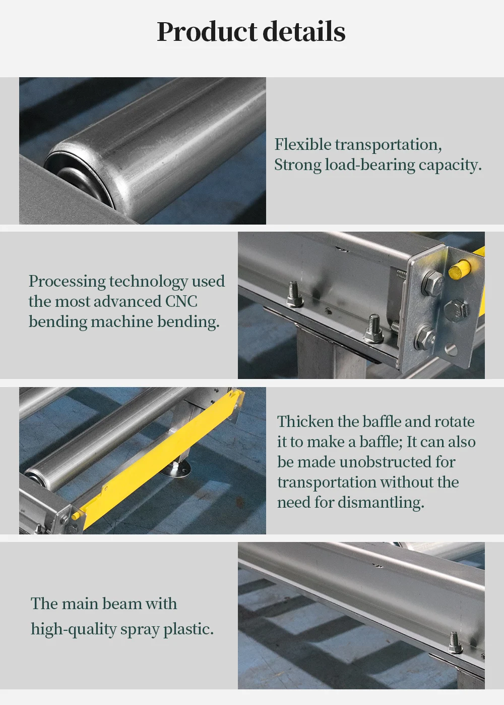 Hongrui Heavy-duty Powered Ground Gravity Roller Pallet Flow Machine with Forklift Space details