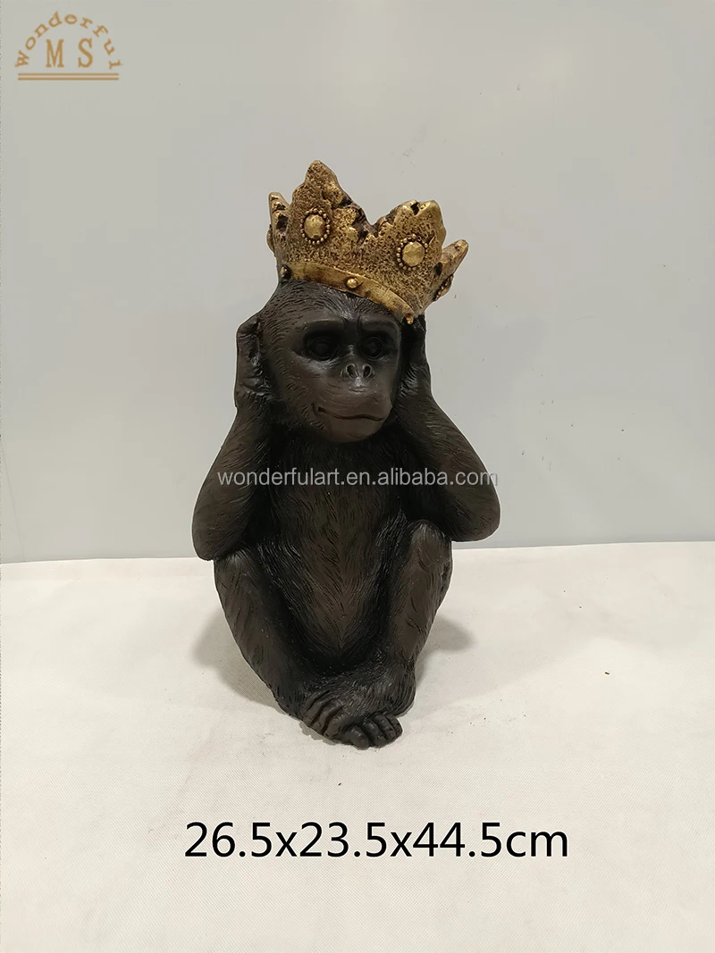 Monkey sculpture polyresin animal resin crafts ceramic gold monkeys statue polistone figurine home decoration