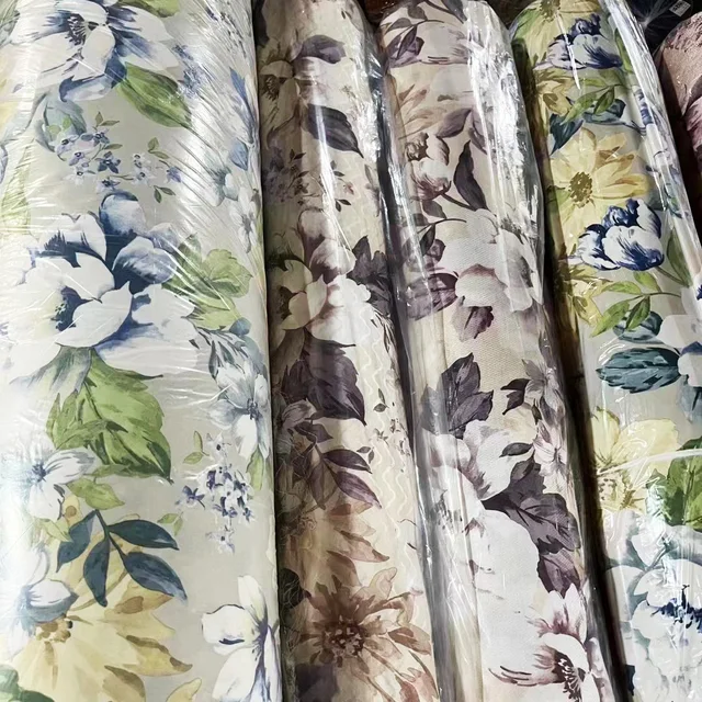 China Professional Stocklot Curtain Fabric 100% Woven Polyester Jacquard Curtain Fabric For Living Room