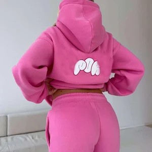 High Quality Sports Outfit Women Hoodies Tracksuit Loose Jogging and Hoodies 2pcs Loungewear Sporty Vintage Hoody Set