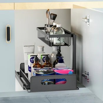 2 Tier Customized Storage Drawers Finishing Shelf Kitchen Racks Under ...