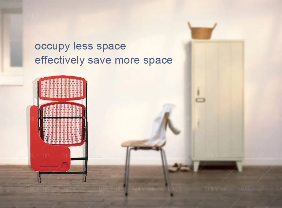 Breathable Foldable Training Chair With Tablet Ergonomic Folding Student Chair With Footrest Writing Pad For Meeting Conference