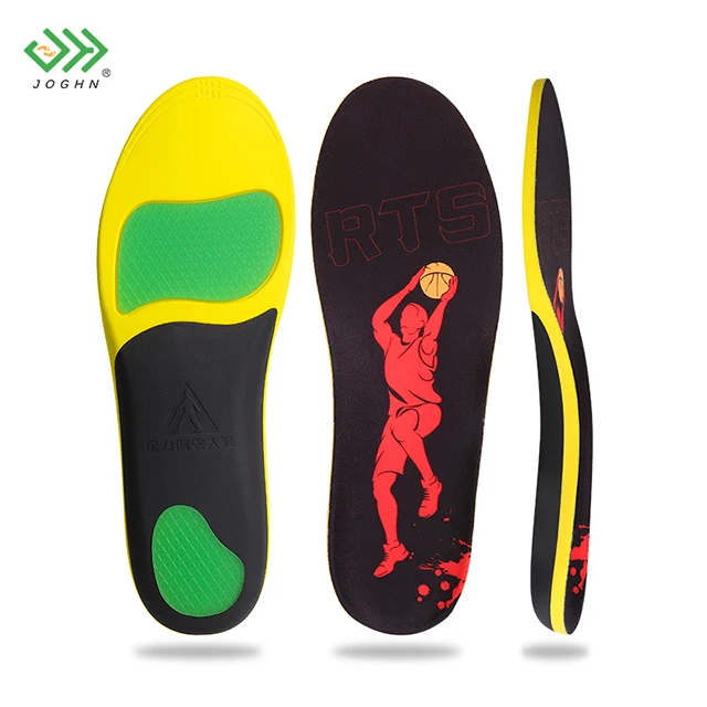 JOGHN Custom Printed Pu Gel Insole Hell Protector Plantar Fasciitis Pain Relief Anti Slip Footwear Shoe Inserts Sport Insole