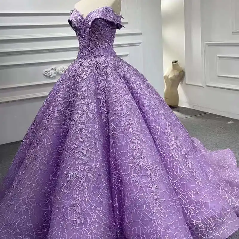 AL1639 2025 Luxury Customizable Ball Gown Wedding Dresses High Quality Nigerian Bridal Gowns White Lace Long Tail Wedding Dress