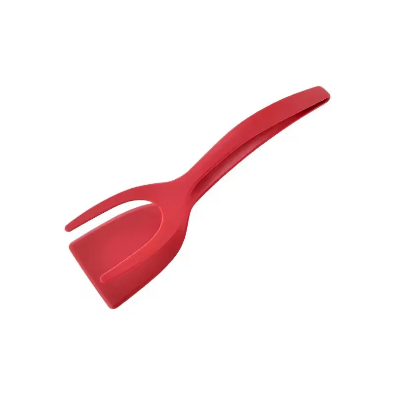 Multifunctional 2-in-1 Non-Stick Food Clip Tongs Fried Egg Cooking Turner Pancake Spatula Pizza Barbecue Omelet Clamp
