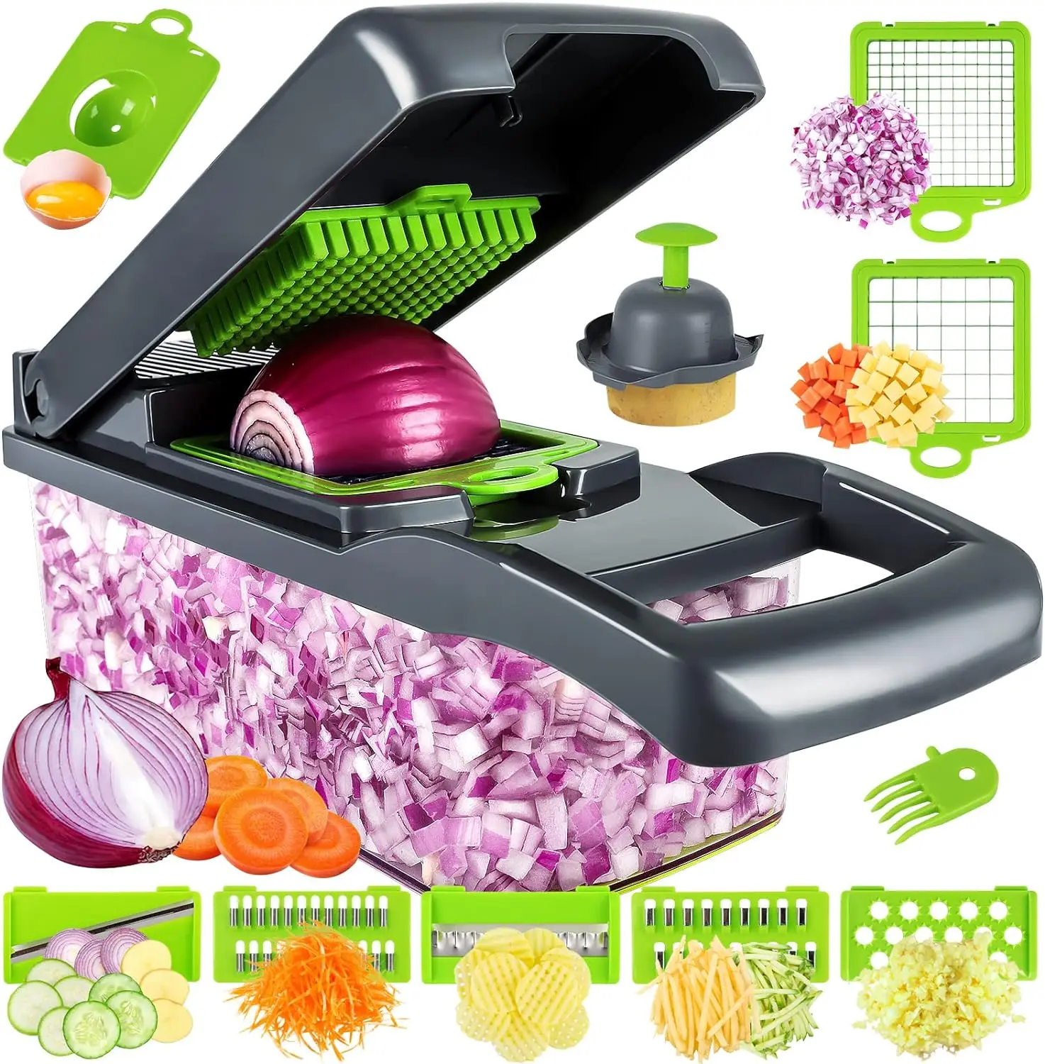 Multifunctional 13 In 1 Food Chopper, Kitchen Vegetable Slicer Dicer Cutter,Veggie Chopper With 8 Blades With Container