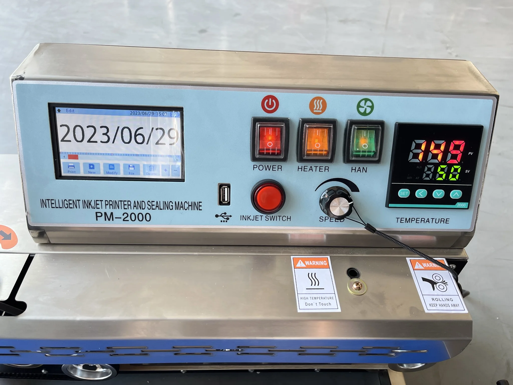Inkjet Printing Expiry Date Continuous Band Sealing Machine Sealer