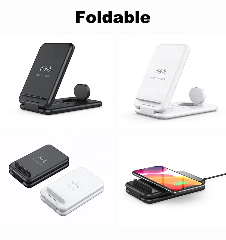 
Qi 15 Вт быстрая Складная Беспроводная зарядная подставка 3 в 1 для iPhone, беспроводная зарядная станция 3 в 1 док-станция для Apple Watch для AirPods 