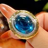 Bague cristal pointu bleu