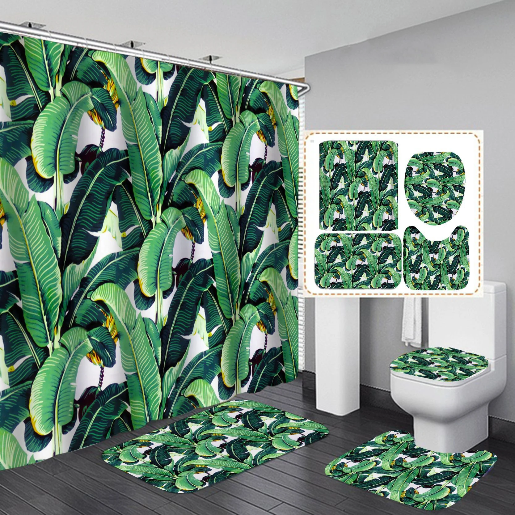 High Quality Waterproof Fashion Name Brand Bathroom Shower Curtains Set