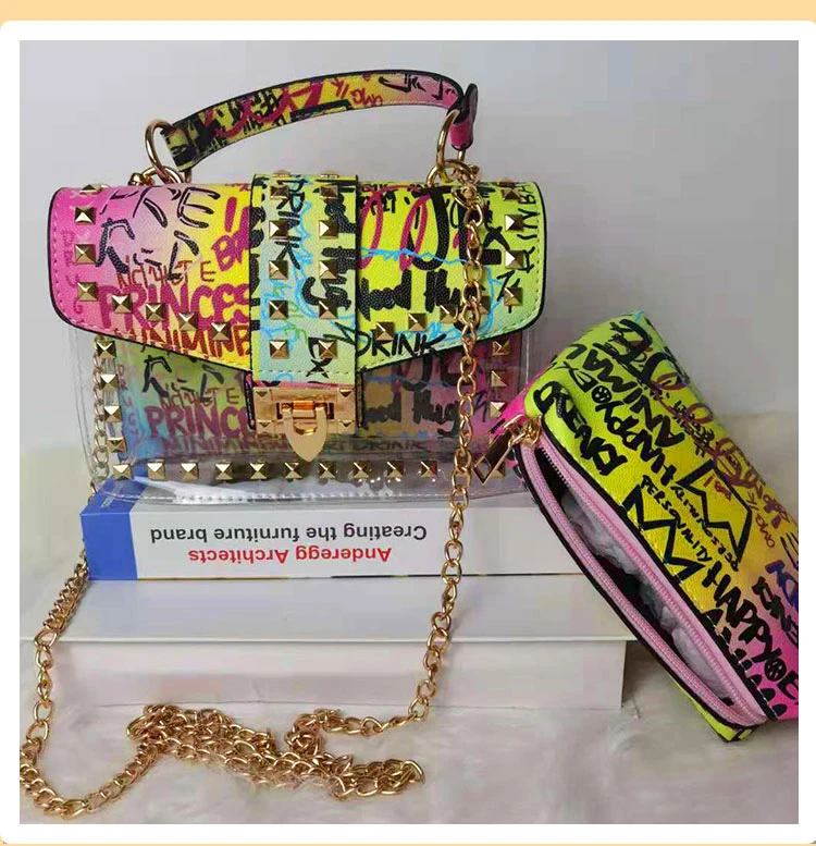 trendy bag famous brand crossbody purses and handbags luxury women graffiti jelly hand bags