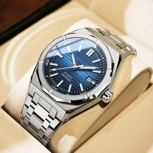 OEM Custom LOGO 5ATM Diving 316L Stainless Steel Business Calendar Luxury Watch Luminous Automatic Nh35 Mechanical Watches