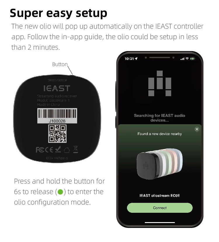 Wiim Mini Airplay 2 Music Streamer - Wireless Audio Adapter
