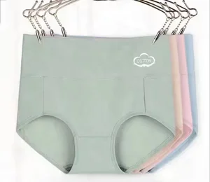 Cross Border Direct Sales High Waisted Solid Color Cotton Women's Comfortable Underwear High-Quality Triangle Underwear