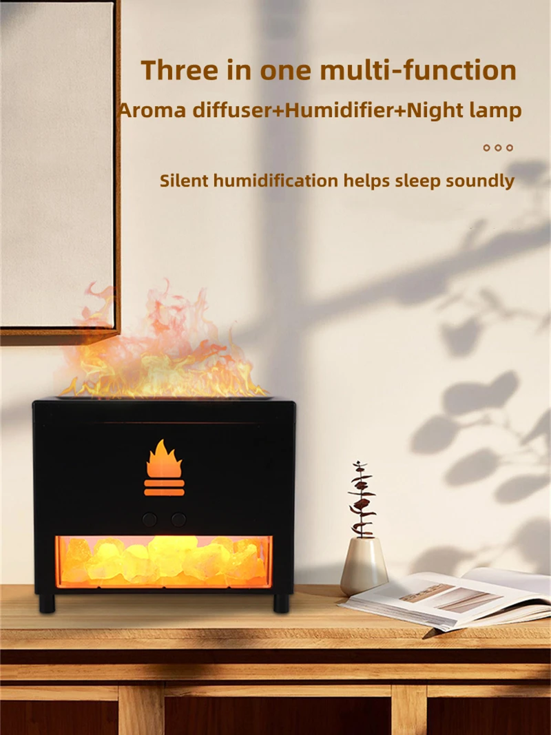 Simulation Closet 3d Flame Aromatherapy Salt Stone Air Humidifier Usb