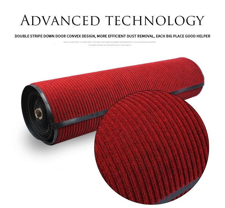 Red Cutting Doorways Corridors Pvc Areas Double Stripe Dust Removal Rug