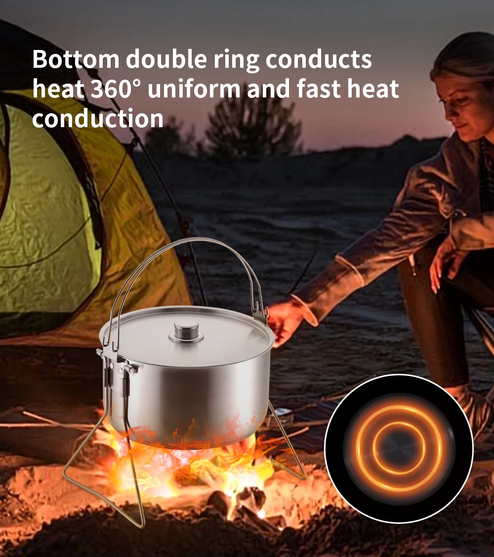 High Quality Top Luxury Stainless Steel Camping Cooking Kit Portable Camping Cookware Kit For Travel supplier