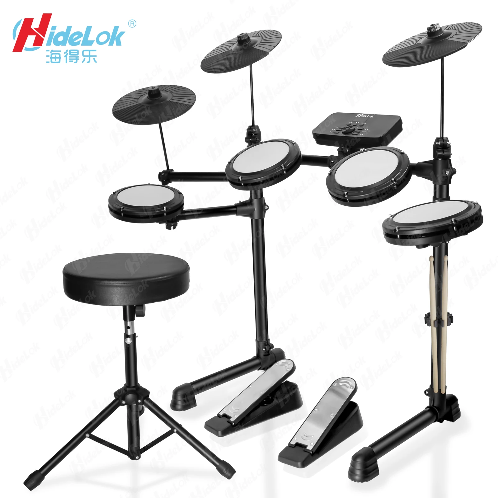 Electric Drum Set with Quiet Mesh Pads, 10 Inch Dual Zone Snare, Bluetooth, 440+ Authentic Sounds, Drumeo, USB MIDI, Kick Pedal