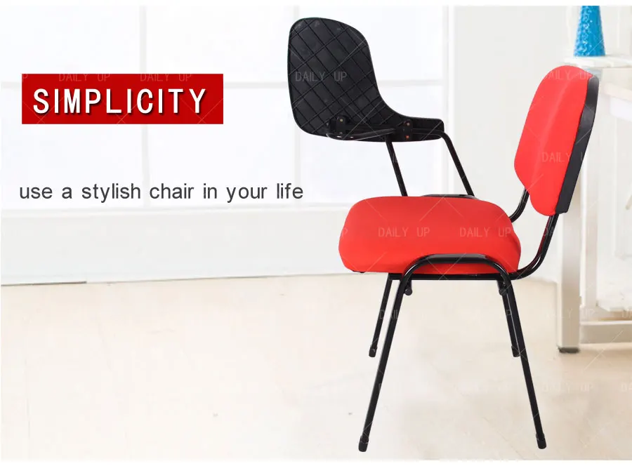 Stackable Padded Training Chair With Tablet Metal Frame Upholstered Student Study Chair With Book Net For Meeting And Conference