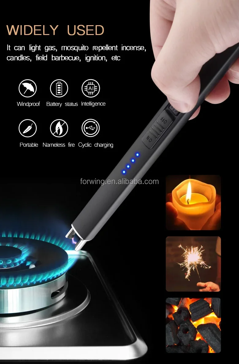 Hot Sale Rechargeable Usb Electric Plasma Candle Lighter Metal Bbq