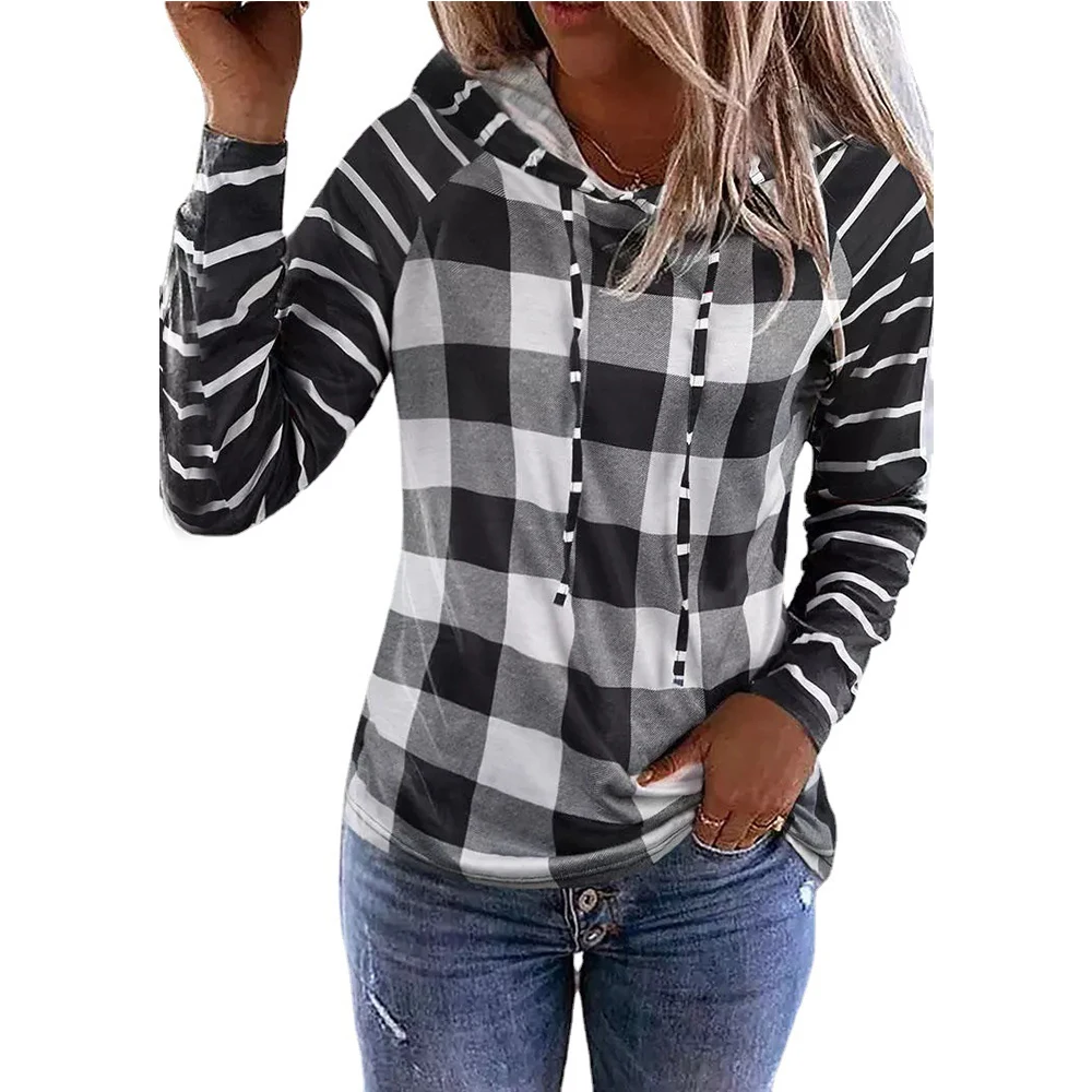 Women Plaid Print Long Sleeve Tops 