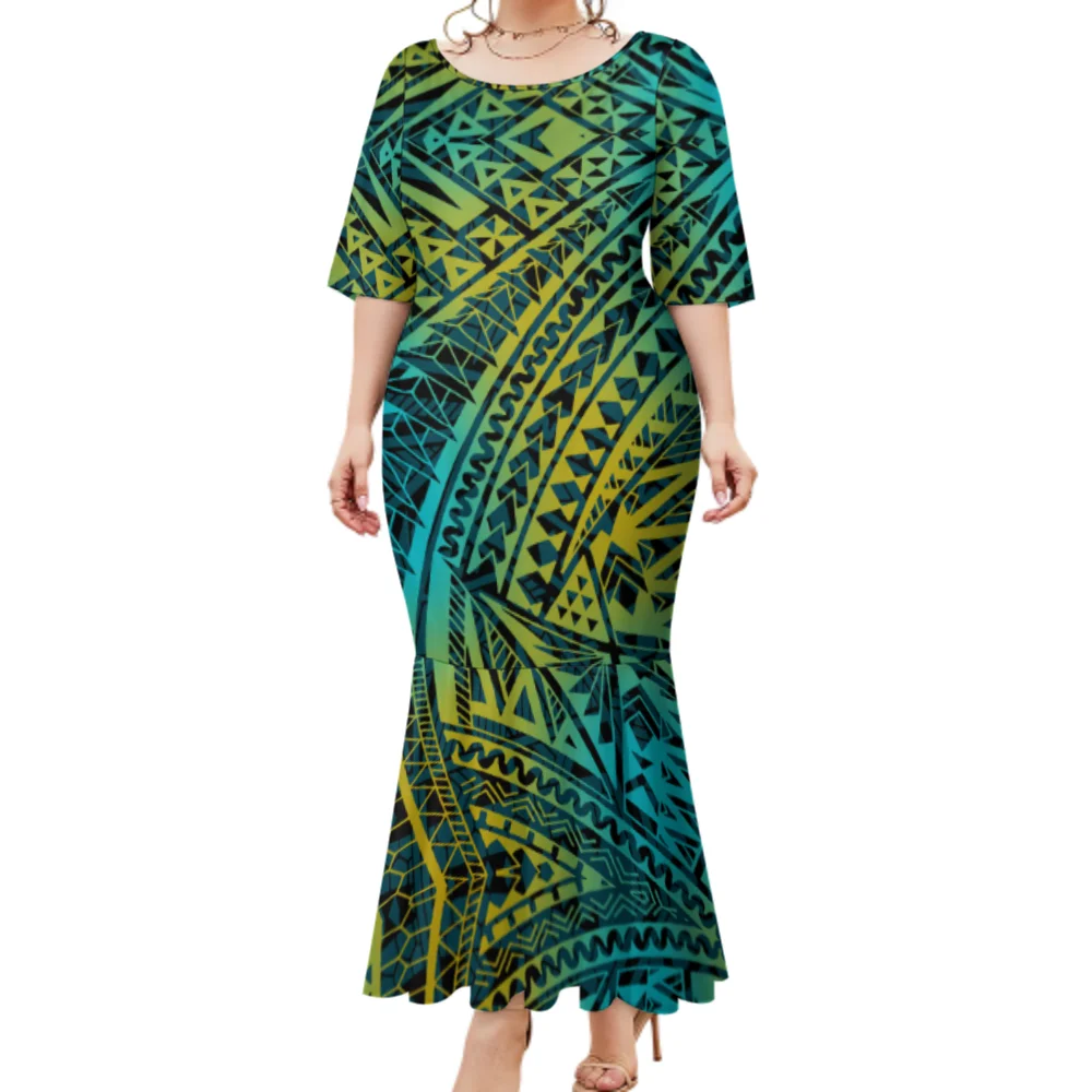 2023 Hot Sales Lady Dresses Polynesian Samoan Tribal Pattern Design ...