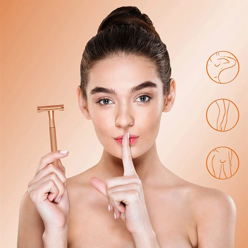 Высококачественная двухсторонняя металлическая Безопасная бритва с латунной ручкой, Классическая Бритва для мужчин