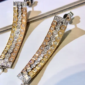 1.368 carat diamond  pendant earrings, featuring lab-grown hexagonal-cut diamonds, luxury ladies' party jewellery