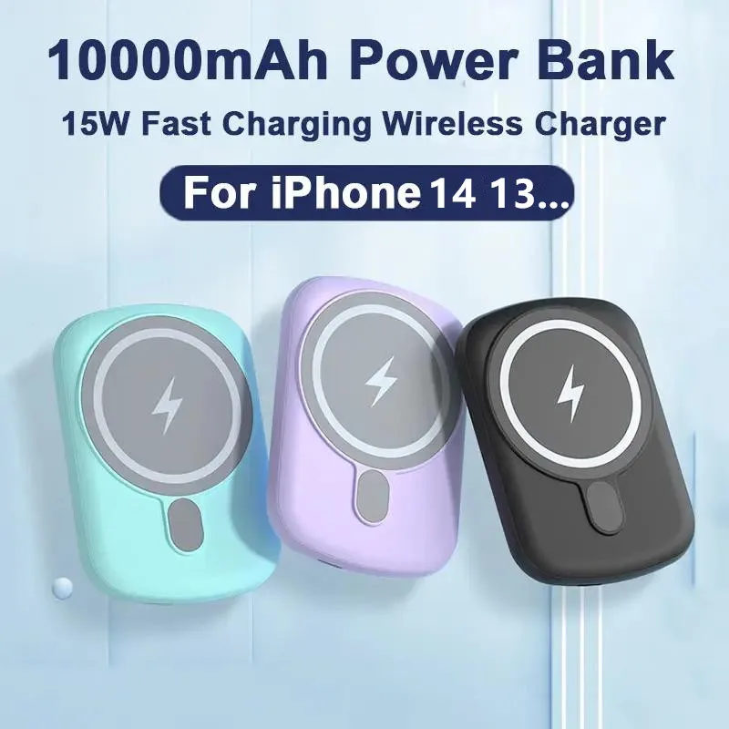 Mini Magnetic 10000mAh Power Bank 20W PD Fast Wireless Charging Portable Charger for iPhone 14/13/12/Mini/Pro/Pro Max